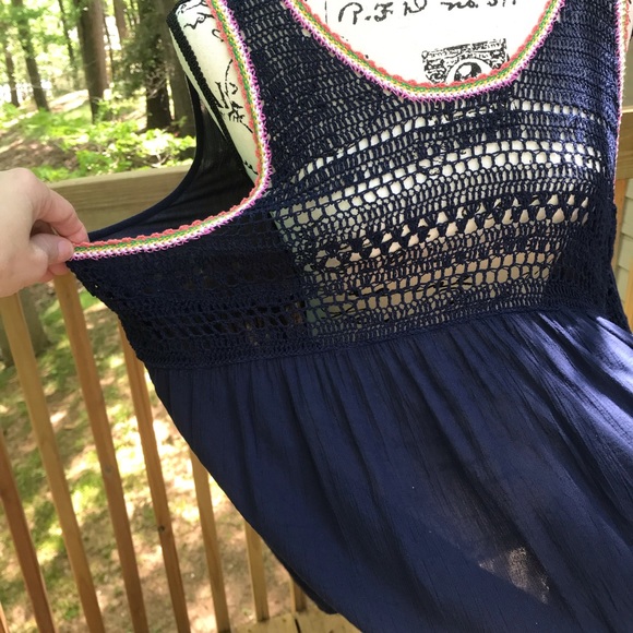 Woman’s Blue Crocheted Tank Top - Picture 7 of 8